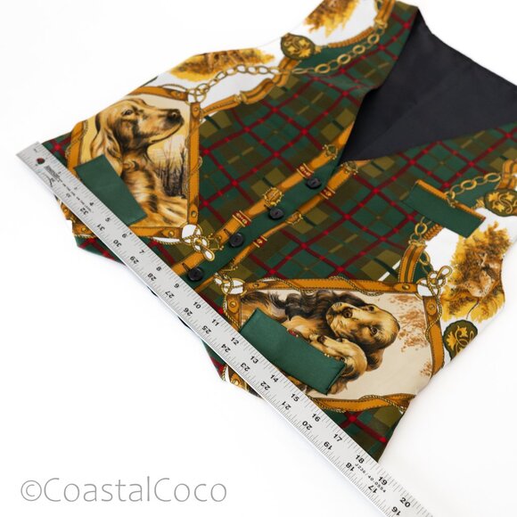 Vintage Cocker Spaniel Made in Spain Pet Dog Print Vest S/M Plaid Eclectic Vet - Picture 14 of 15